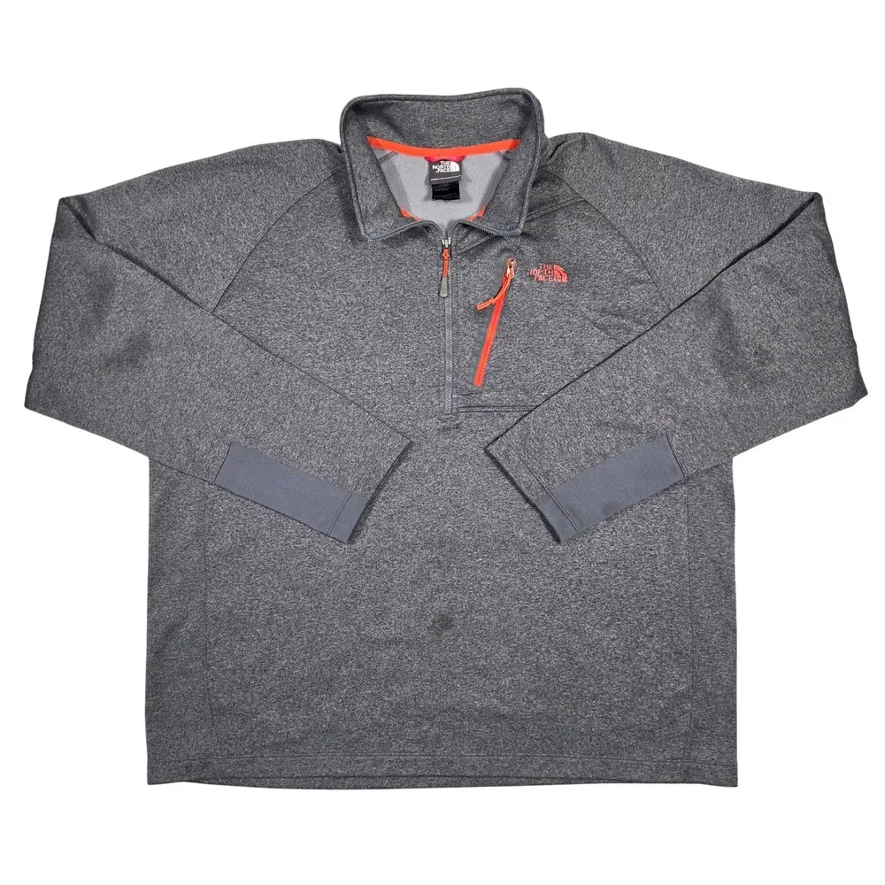 The North Face Mens XXL Quarter Zip Pullover Heather Grey Outdoors Hiking Gorp